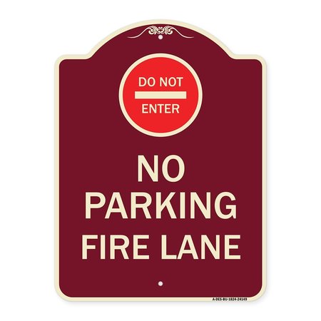 SIGNMISSION Do Not Enter No Parking Fire Lane W/ Graphic Heavy-Gauge Aluminum Sign, 24" x 18", BU-1824-24149 A-DES-BU-1824-24149